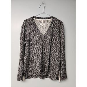 Lou & Grey Women's XS 100% Cotton‎ Medium Weight Sweater Navy Blue White Heather